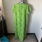 Flax  100% linen dress floral boho oversized large green short sleeved Photo 5