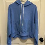 Aerie  Pullover Sweater Women’s Blue Hooded Kangaroo Pocket Drawstring Size Med Photo 0