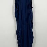 Sundry Womens XL Navy Blue Drop Waist Sleeveless Ruched Jade Dress Summer Casual Photo 2
