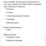 True Craft  medium sweater v-neck pullover long drop shoulder sleeves light grey Photo 8