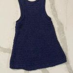 Aerie Tank Top Navy Blue Crochet Knit Cotton Blend Women's Size Medium Photo 3