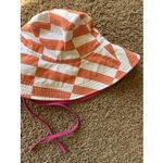 Aerie Orange/White Checkerboard Stripe Bucket Sun Hat Beach Pool Summer One Size Photo 2