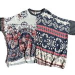 Free People Pieced Knit Fringe Paisley Poncho Sweater XS/S Photo 2