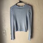 Love Always Baby Blue Ribbed Knit Puff Sleeve Sweater Large Coquette Romantic Photo 7