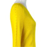 Ann Taylor Sweater Ribbed Ruffle Sleeves Fitted Bright Yellow Women Size Large Photo 7