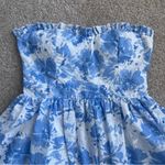 NWT Kelsis Blue and White Floral Strapless Mini Dress Size Medium Photo 1