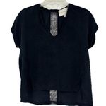 Brochu Walker  Womens Black Silk Top Sheer Lace Back Short Sleeve Size XS Photo 0