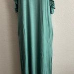 Bee Uniq 🆕Dusty Green Ruffle-Accent Cold Shoulder Maxi M🆕 Photo 4