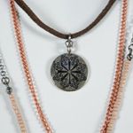 Boutique Mixed Metal Layered Feather Necklace with Pendant Photo 2