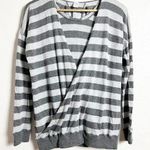 Eleventy Italian Cashmere Gray Striped Hoodie Pullover Sweater Size Small Photo 0