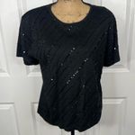 Kathy Ireland Sz L Silk Wool Blend Sequin Knit Short Sleeve Top Photo 1