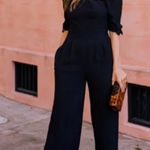 Gal Meets Glam  Black bow Off-Shoulder Jumpsuit size 12 Photo 0