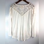 Free People  M Boho Lace Trim V-Neck Long Sleeved Top in Off-White Photo 1