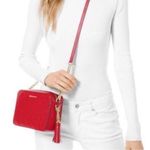 Michael Kors Perforated Ginny Red Leather Chain Bag Photo 1