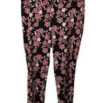 Ann Taylor Black & Red Floral Shantung Ankle Crop Pants Photo 0