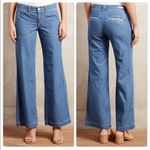 Pilcro and the Letterpress Anthropologie Wide Leg Chambray Blue Jeans Size 12 Photo 9