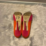 Penny Loves Kenny  Pink & Orange Suede with Gold Beaded Top Accent Heels Photo 10