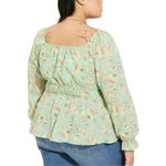Torrid Cotton Clip Dot Blouson Sleeve Smocked Long Sleeve Top Floral Print 2XL Photo 1