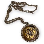 None Vintage Doublesided Monogrammed mirror necklace, Estate Jewelry 11.5”L Photo 0