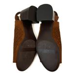 Loft  Brown Laser Cut Textile Open Toe Ankle Strap Heels Photo 5