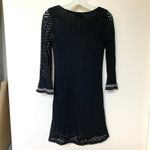 Crochet Dress Small Long Sleeve Midi Black Boho Hippie Pullover Photo 1