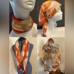 Vintage 1970s Italy Scarf Orang 33 X 34 Orange Photo 1