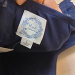 Blue Rain Size Large L Navy Blue White Eyelet Short Dress Summer Floral Wedding Photo 6