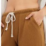 Aerie Brown Waffle Jogger Pants with Drawstring XL Long Photo 1