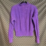 Trouser’s Up Vintage Purple Cable Knit Sweater mock turtleneck Women’s Size Medium Photo 5