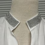 Karen Kane  White New Wave Shine Bright Rhinestone Embellished Blouse Photo 3