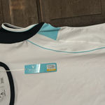 Antigua DESERT DRY Womens Size Small White Blue Top Cap Sleeve Tennis Stretch Photo 3