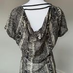 Hybrid  Grunge Cross Graphic Top M Snakeskin Print Draped Back Gothic Tee  Photo 0