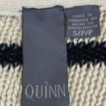 Quinn cream black striped sweater ladies small hi low long sleeve round neck Photo 3