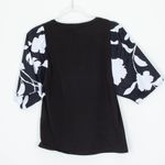 Chico's Womens Floral Puff Sleeve Top Size 00 XS Black Minimalist Office Staple Photo 5