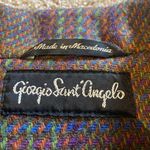 Vintage RARE Find Giorgio Sant’Angelo Tweed Plaid Pure Wool Blazer 12 *Flaw Purple Photo 3