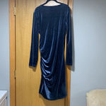 Dark Blue Velvet Long Sleeve Dress Size XL Photo 3