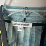 Alexandra Rosati Ribbon Blue Watercolor Art To Wear Blazer Jacket Cotton Size 4 Photo 2