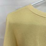 Forever 21 women's light yellow waffle knit cropped long sleeve casual shirt M Photo 2
