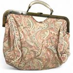Vintage 50's 1950' paisley tapestry handbag metal frame top handle Saks Fifth Pink Photo 1