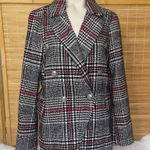 Bagatelle  Jacket Womens Medium Black Plaid Pea Coat Boho Button Up Flap Pockets Photo 0