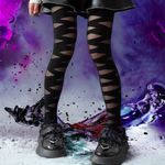 Thin Strappy Pattern Pantyhose,‎ Comfy Smooth Slim Footed Pantyhose One Size Black Photo 6