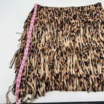 Chico's  BROWN/ tan ANIMAL LEOPARD PRINT FRINGE PULL ON SKIRT size 2 US large Photo 1