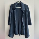 Carmen Marc Valvo  Steel Blue Cozy Open Front Cardigan Sweater, Size Small Photo 1
