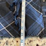 Maison Cinqcent Womens Fringe Plaid Button Down Shirt Blue Black Size Small Photo 7