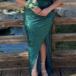 Emerald Green prom dress with slit Size 2X Photo 0
