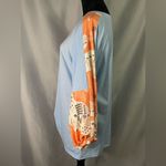 Miss Look Quilt Print 3/4 Sleeve Top Shirt Carolina Blue Cotton Round Neck XL EUC Photo 2