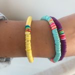 Set of 3 Colorful Disc Bracelets Blue Photo 3