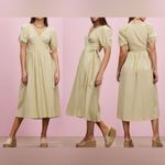 Topshop New  Seersucker Check Short Sleeve Midi Wrap Dress Lime Lilac Size 2 Photo 3