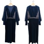 Tadashi Shoji NEW Lace Velvet Jumpsuit Navy Blue Sz 20 Photo 4