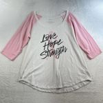 Torrid  Plus 1X Breast Cancer Awareness Raglan Tee Shirt Love Hope Strength Pink Photo 1